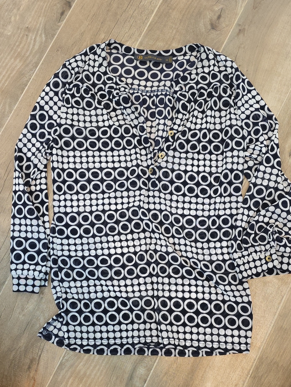 Banana Republic Black and White Circle-Print Blouse